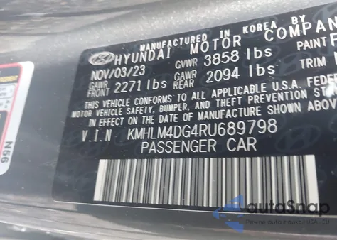 2024 Hyundai Elantra Sel z USA, uszkodzony, nr VIN KMHLM4DG4RU689798